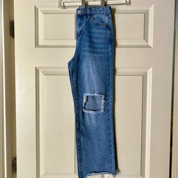 GB Girls Wide Straight Leg Distressed Jeans Size 10 - Picture 5 of 14